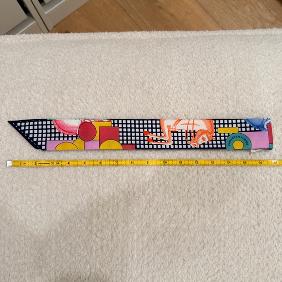 Hermes Multicolor Twilly Scarf with Horse Design Navy Orange Pink NWT - Picture 5 of 5